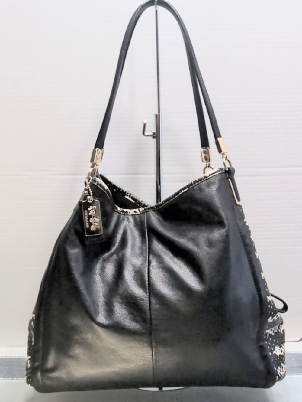 Coach Black Snake Embossed Hobo Shoulder Tote